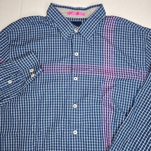 TOMMY BAHAMA Men's XL Blue White Check Long Sleeve Shirt -1611